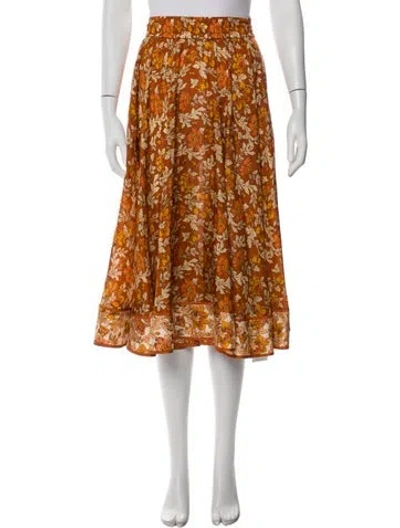 Pre-owned Zimmermann Silk Midi Length Skirt In Brown