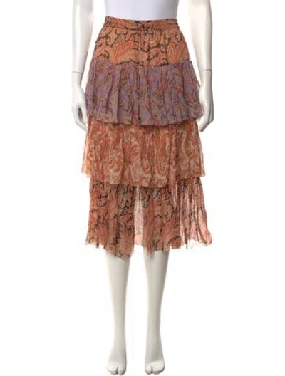 Pre-owned Zimmermann Silk Midi Length Skirt In Brown