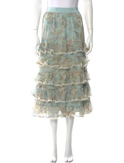 Pre-owned Zimmermann Silk Midi Length Skirt In Neutral