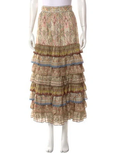 Pre-owned Zimmermann Silk Midi Length Skirt In Neutral