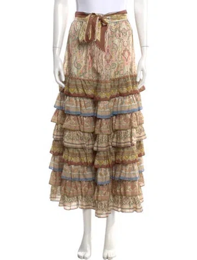 Pre-owned Zimmermann Silk Midi Length Skirt In Neutral
