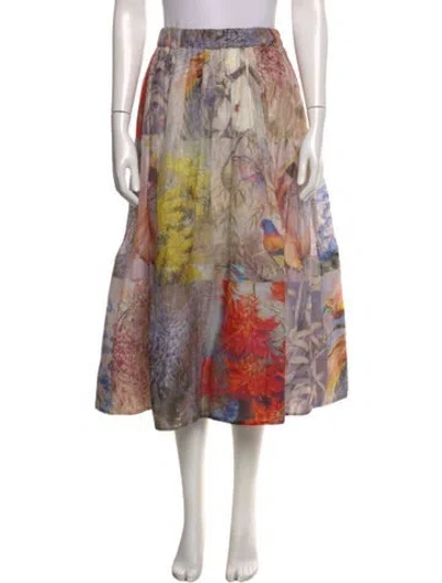 Pre-owned Zimmermann Silk Midi Length Skirt In Neutral