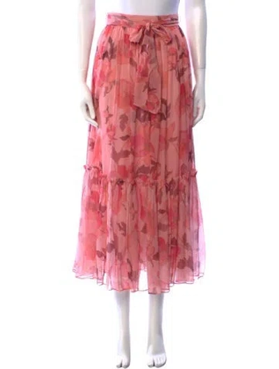 Pre-owned Zimmermann Silk Midi Length Skirt In Pink