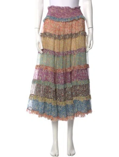 Pre-owned Zimmermann Silk Midi Length Skirt In Purple
