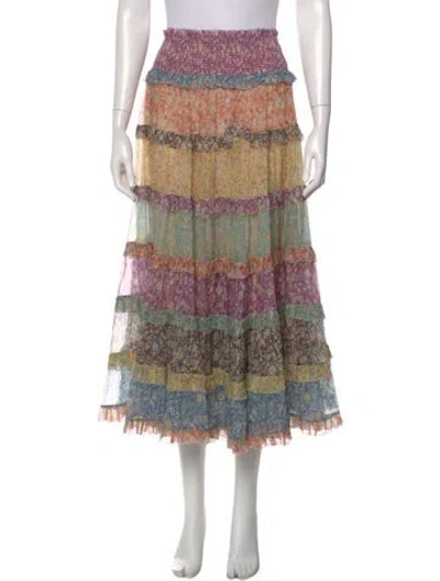Pre-owned Zimmermann Silk Midi Length Skirt In Purple