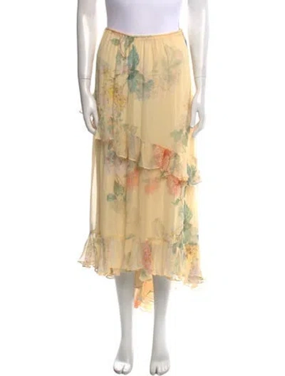 Pre-owned Zimmermann Silk Midi Length Skirt In Yellow