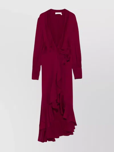 Zimmermann Silk Midi Robe Wrap In Pink