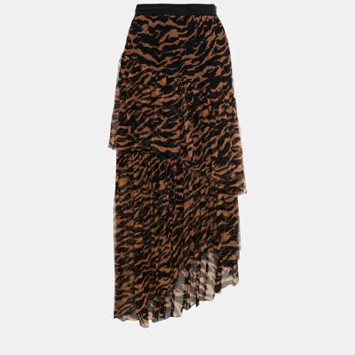 Pre-owned Zimmermann Silk Midi Skirt 0 In Brown