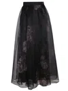 Zimmermann Silk Midi Skirt With Layered Tulle In Black