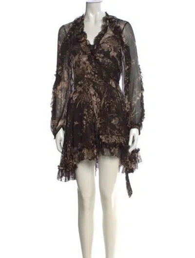 Pre-owned Zimmermann Silk Mini Dress In Black