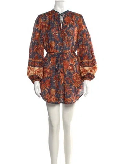 Pre-owned Zimmermann Silk Mini Dress In Blue