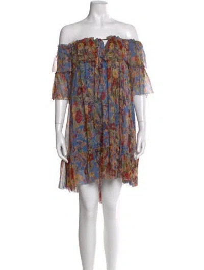Pre-owned Zimmermann Silk Mini Dress In Blue