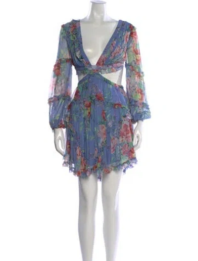 Pre-owned Zimmermann Silk Mini Dress In Blue
