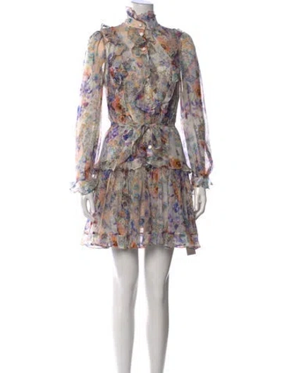 Pre-owned Zimmermann Silk Mini Dress In Blue