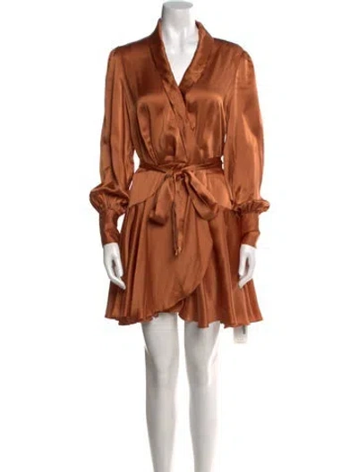 Pre-owned Zimmermann Silk Mini Dress In Brown