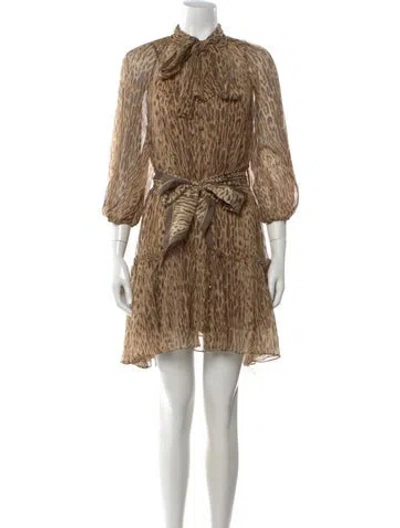 Pre-owned Zimmermann Silk Mini Dress In Brown