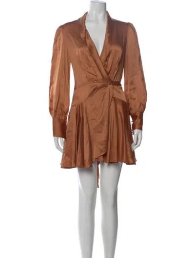 Pre-owned Zimmermann Silk Mini Dress In Brown