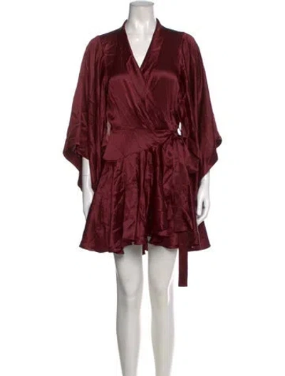 Pre-owned Zimmermann Silk Mini Dress In Burgundy
