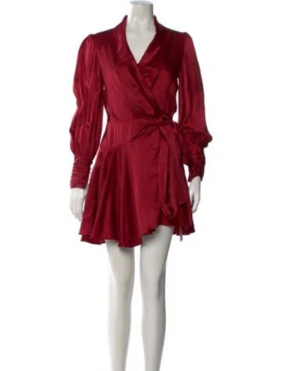 Pre-owned Zimmermann Silk Mini Dress In Burgundy