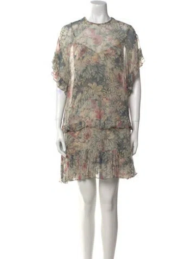 Pre-owned Zimmermann Silk Mini Dress In Gray