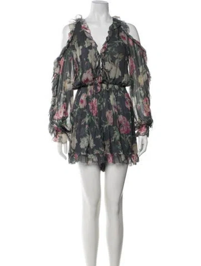 Pre-owned Zimmermann Silk Mini Dress In Gray