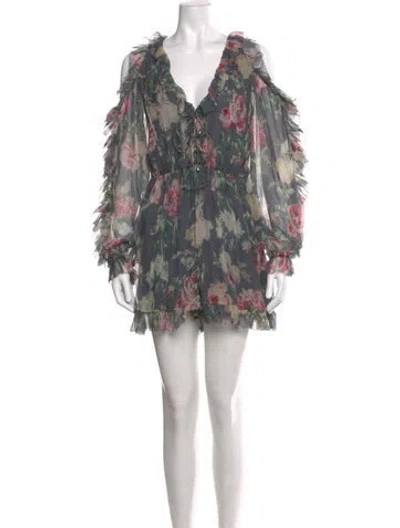 Pre-owned Zimmermann Silk Mini Dress In Gray