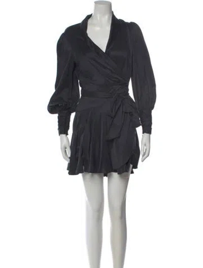 Pre-owned Zimmermann Silk Mini Dress In Gray