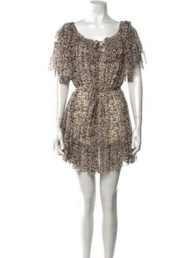 Pre-owned Zimmermann Silk Mini Dress In Gray