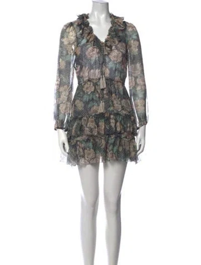 Pre-owned Zimmermann Silk Mini Dress In Grey