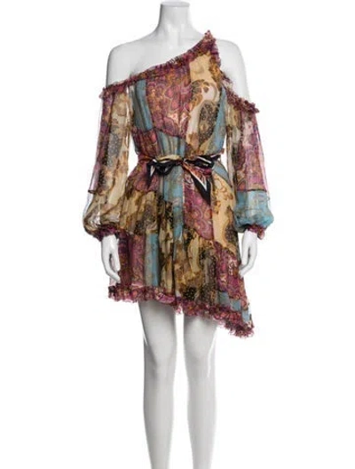 Pre-owned Zimmermann Silk Mini Dress In Multicolor