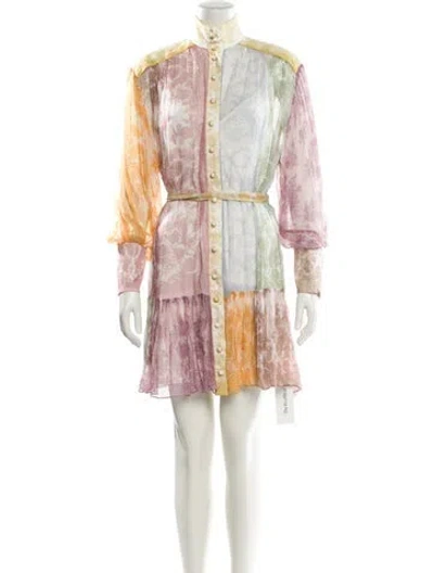 Pre-owned Zimmermann Silk Mini Dress In Neutral