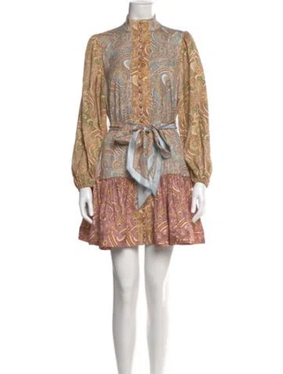 Pre-owned Zimmermann Silk Mini Dress In Neutral