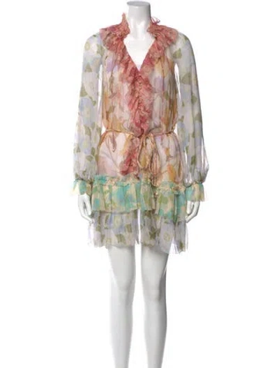 Pre-owned Zimmermann Silk Mini Dress In Neutral