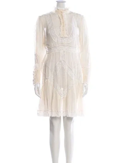 Pre-owned Zimmermann Silk Mini Dress In Neutral