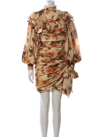 Pre-owned Zimmermann Silk Mini Dress In Neutral