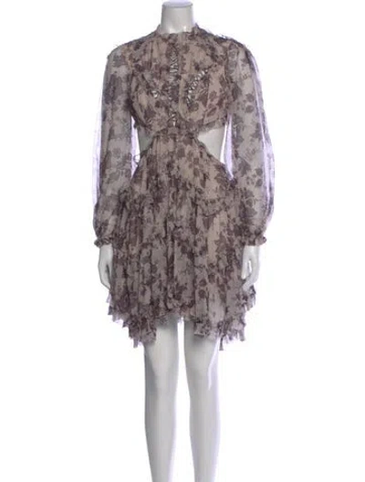 Pre-owned Zimmermann Silk Mini Dress In Neutral