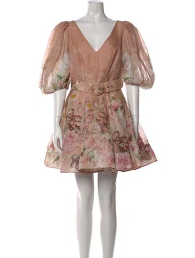 Pre-owned Zimmermann Silk Mini Dress In Neutral