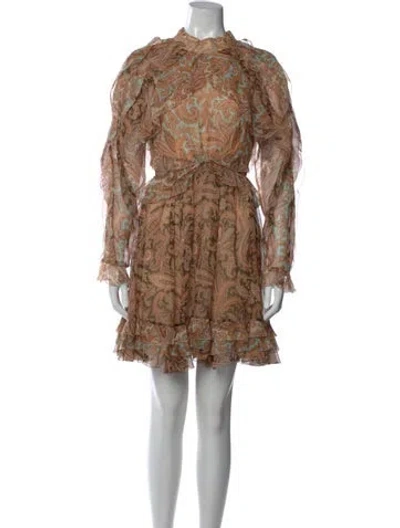 Pre-owned Zimmermann Silk Mini Dress In Neutral