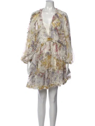 Pre-owned Zimmermann Silk Mini Dress In Neutral