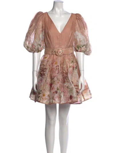 Pre-owned Zimmermann Silk Mini Dress In Neutral