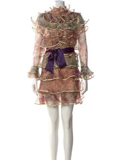 Pre-owned Zimmermann Silk Mini Dress In Neutral