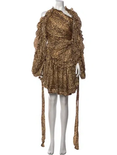 Pre-owned Zimmermann Silk Mini Dress In Neutrals