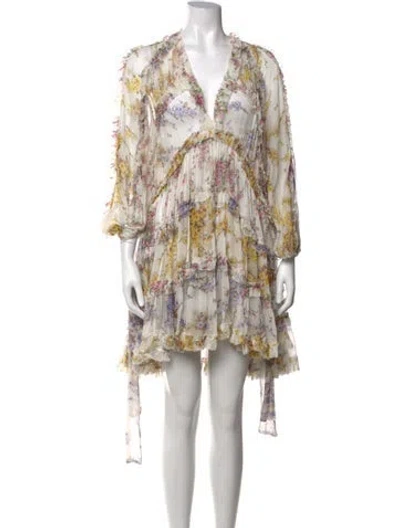 Pre-owned Zimmermann Silk Mini Dress In Neutrals