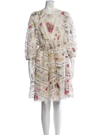 Pre-owned Zimmermann Silk Mini Dress In Neutrals