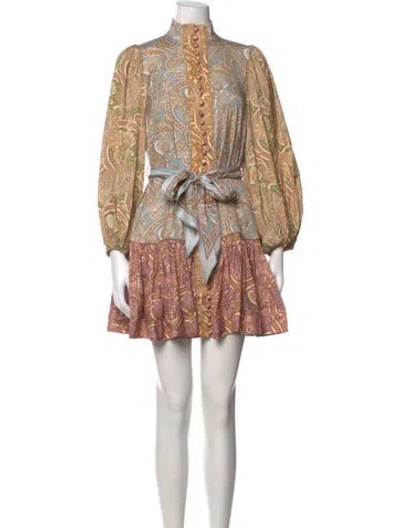 Pre-owned Zimmermann Silk Mini Dress In Neutrals