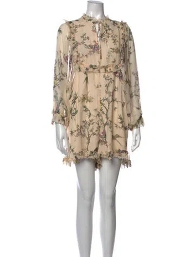 Pre-owned Zimmermann Silk Mini Dress In Neutrals