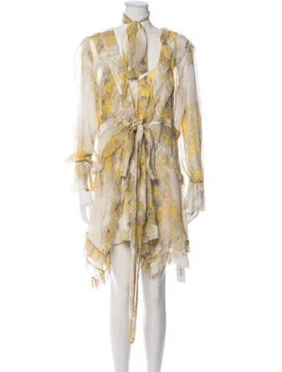 Pre-owned Zimmermann Silk Mini Dress In Neutrals