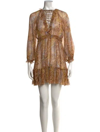 Pre-owned Zimmermann Silk Mini Dress In Orange