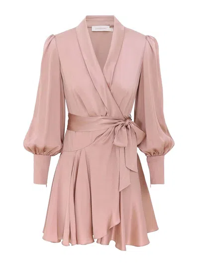 Zimmermann Silk Mini Dress In Pink