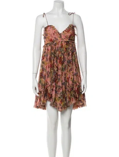 Pre-owned Zimmermann Silk Mini Dress In Pink